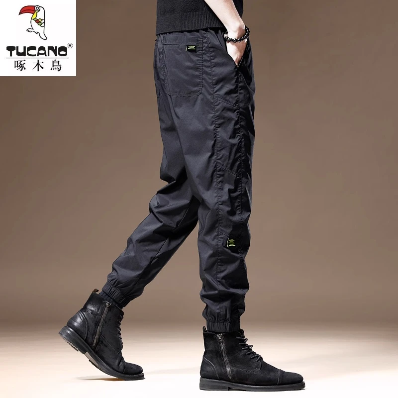 高端2025春季新款男士休闲裤宽松大码长裤速干美式运动束脚冲锋裤