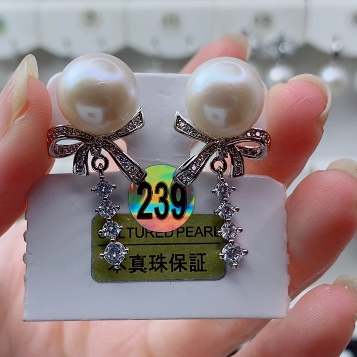 耳饰淡水珍珠银S925镶嵌A