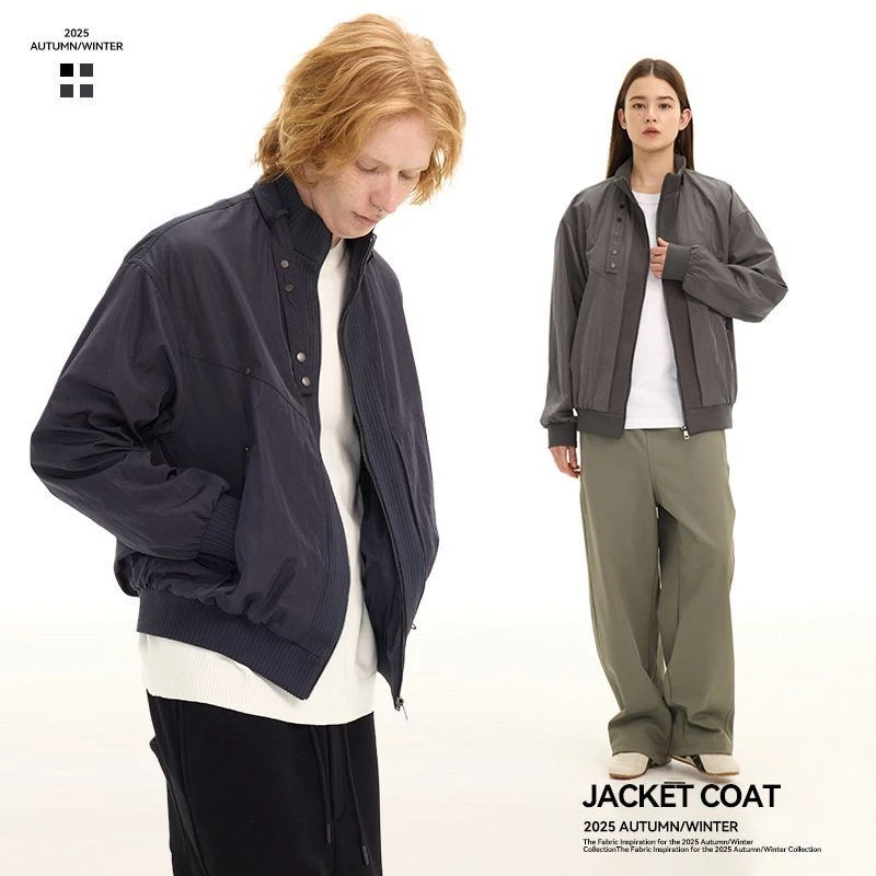 ChicSoso哈灵顿结构立体秋冬工装外套纯色宽松立领美式纯色哈灵顿