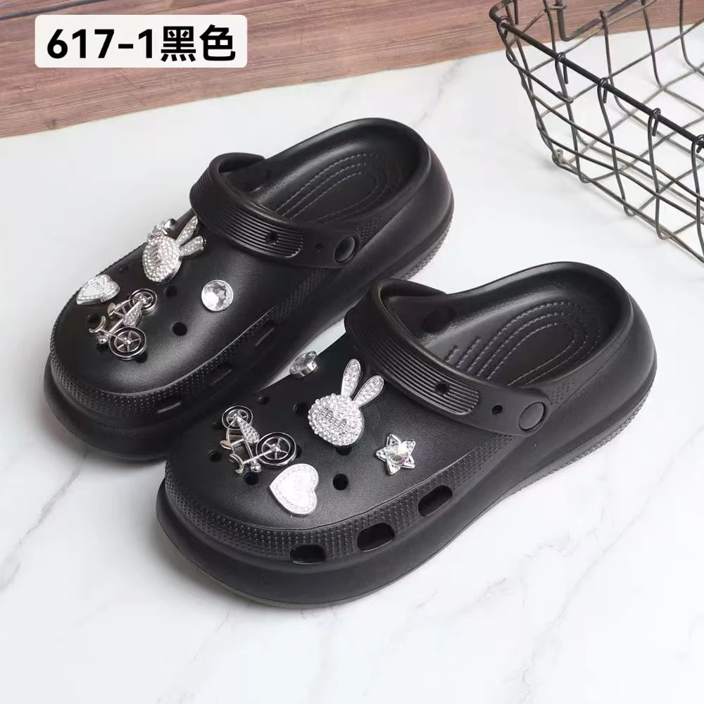 【专属】617-1夏季闪亮水钻外穿透气两穿拖鞋女舒适防滑半拖