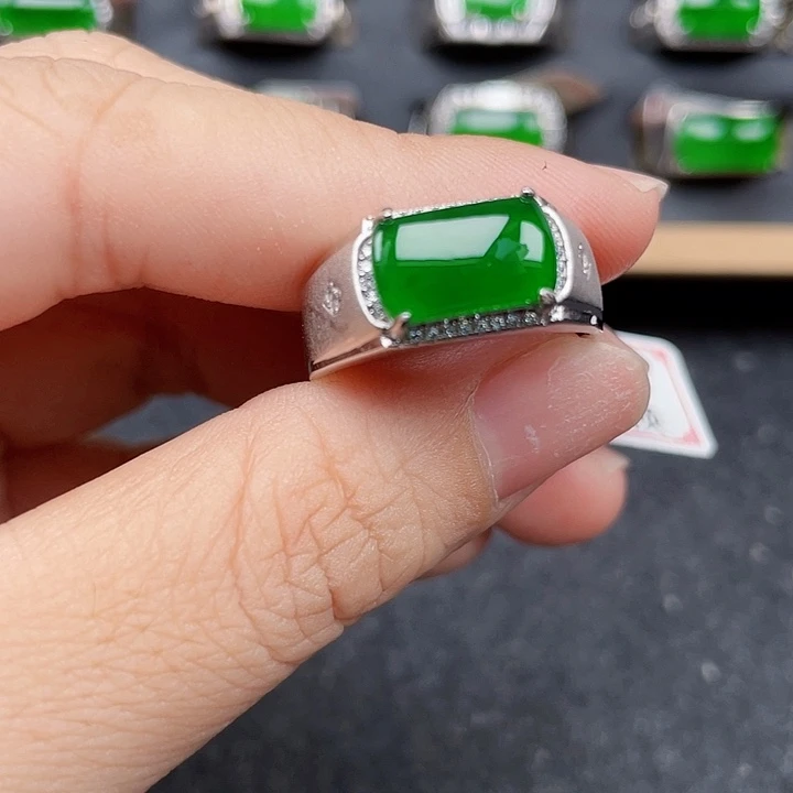 翡翠银S925镶嵌戒指编号：0184包邮没运费险