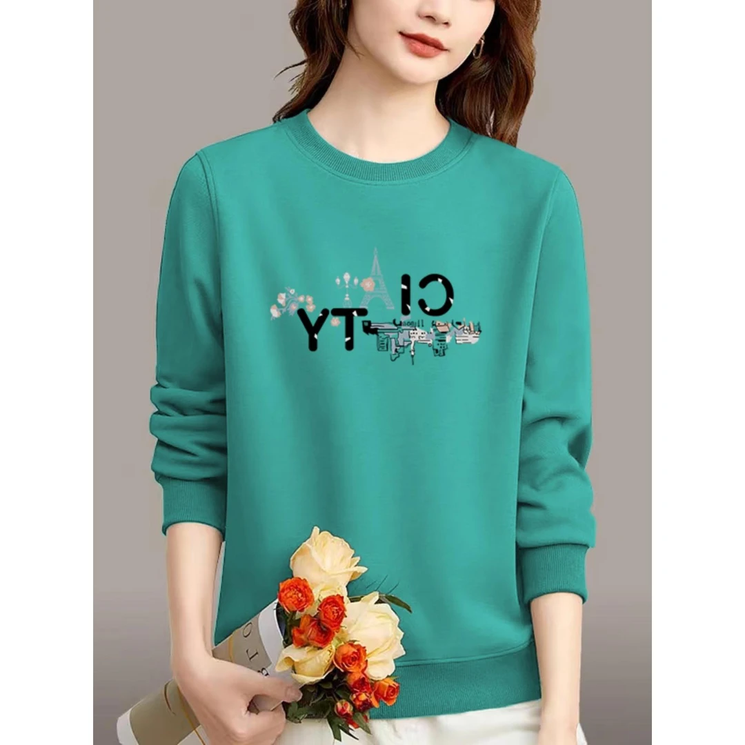 法劳格春秋薄款圆领卫衣上衣女小香风新款时尚覆古宽松显瘦大码