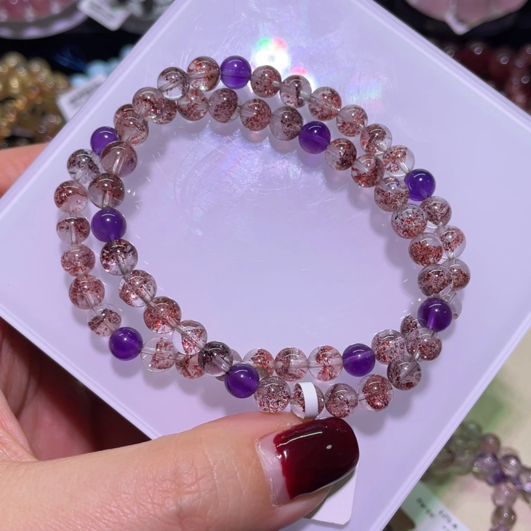 水晶手链未镶嵌6.8mm金草莓