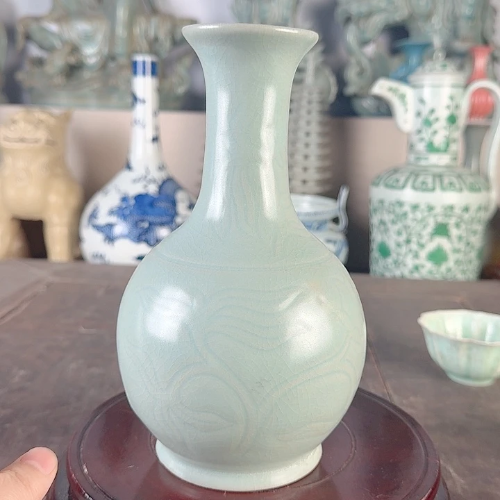 汝窑鹅颈瓶品相完美