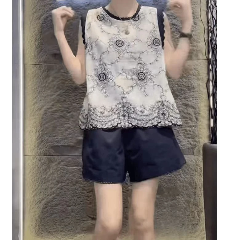 时尚百搭夏季无袖上衣休闲裤女装宽松气质显瘦