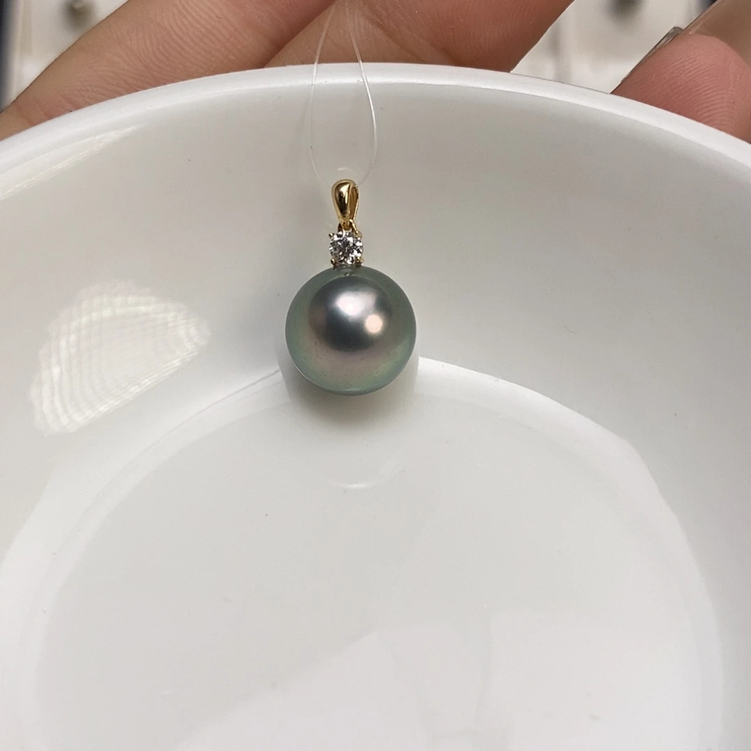 海水珍珠吊坠(不含链)18K金镶嵌大溪地11-12
