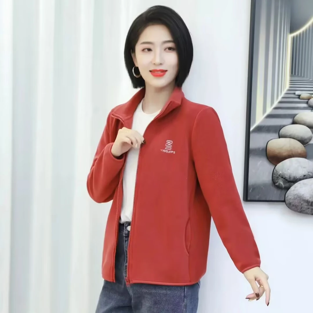开衫拉链短外套宽松运动女装春秋时尚百搭妈妈装长袖休闲立领外套
