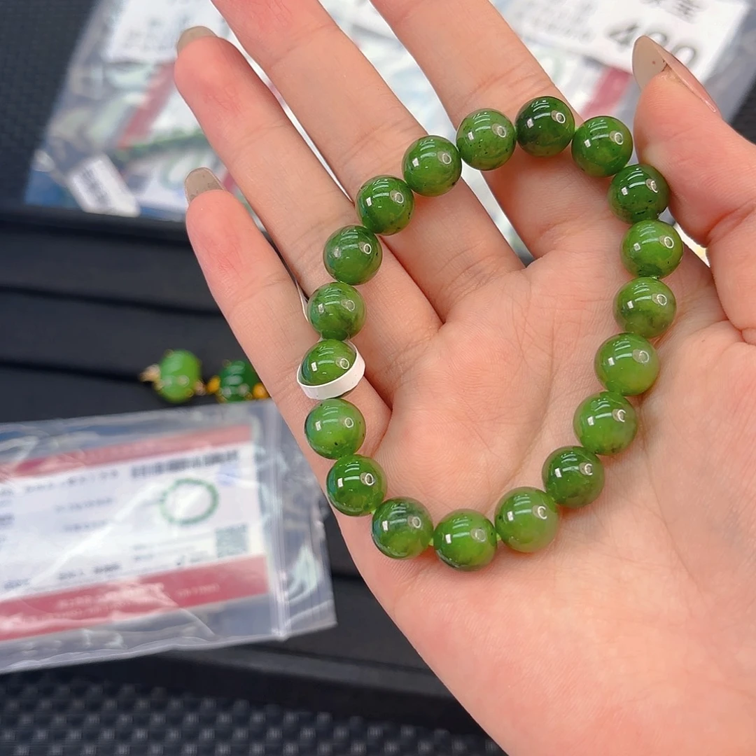 颈饰未镶嵌和田玉碧玉卡10手串