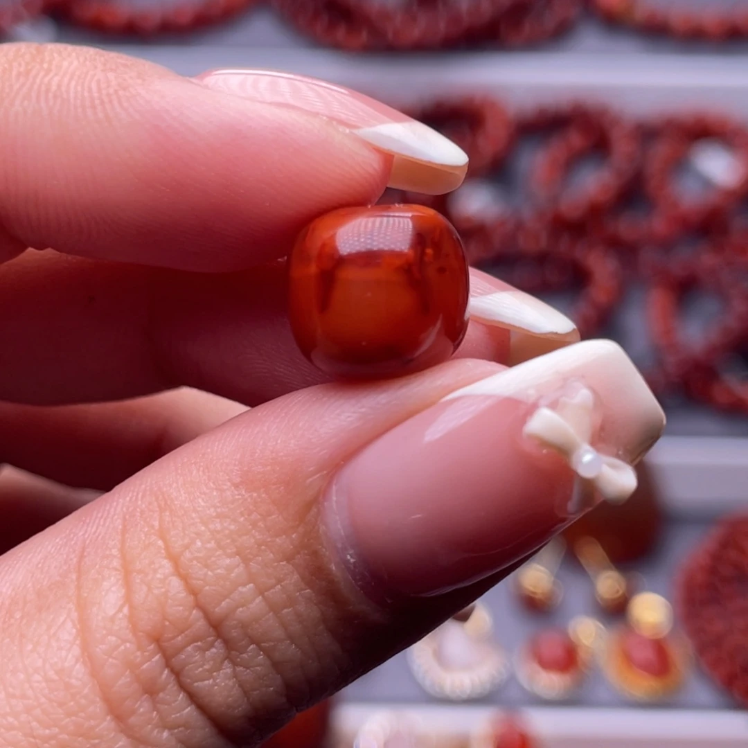 南红玛瑙未镶嵌其他原矿）11.5mm瓦西玫红火焰老型单珠