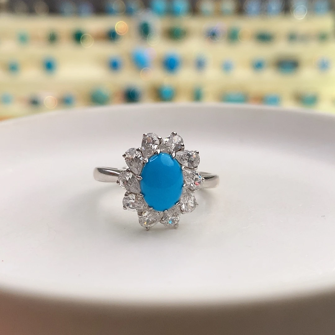 银S925镶嵌绿松石睡美人戒指