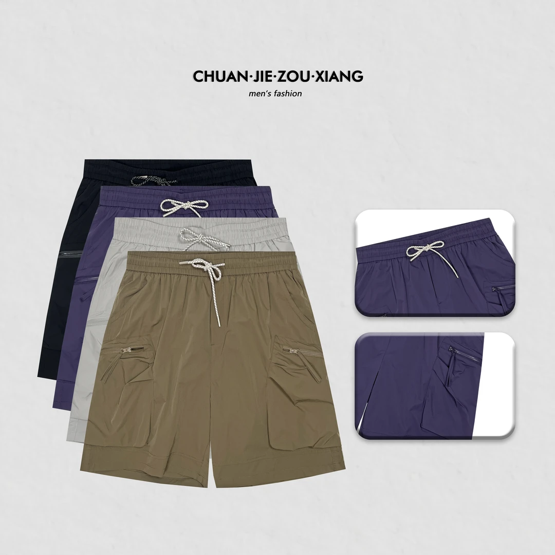 《穿街走巷》夏季简约宽松工装大口袋休闲运动风工装短裤966