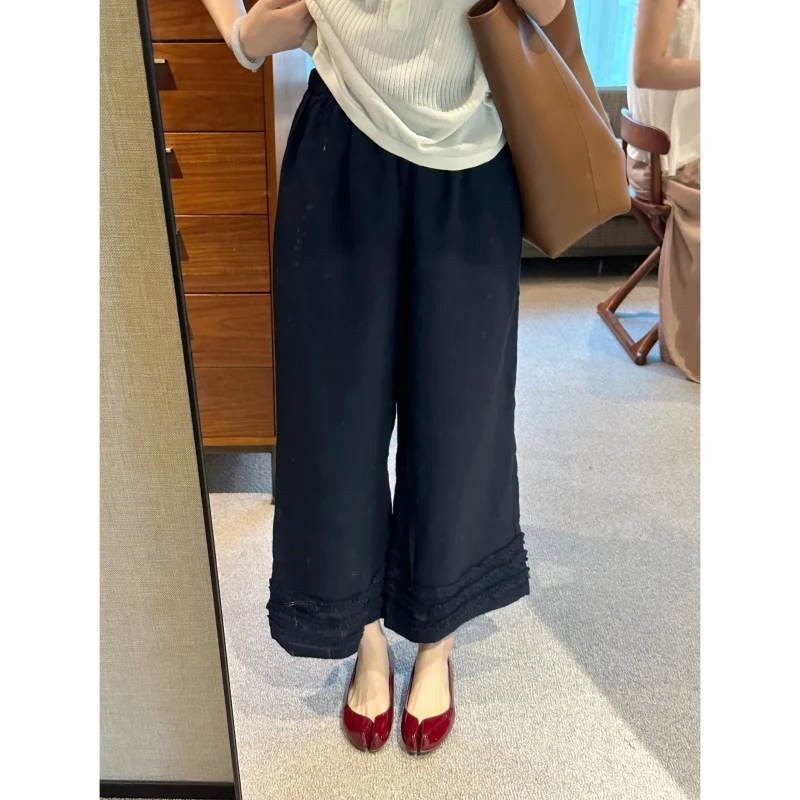 【木耳藏青裤】夏季时尚百搭设计款简约休闲裤-CK2025852