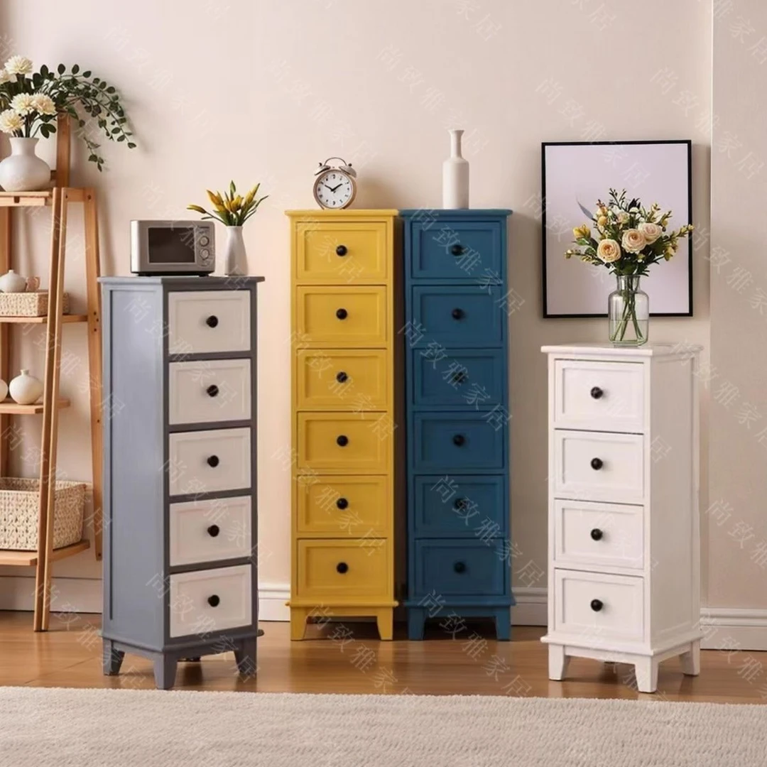 超窄边柜夹缝收纳柜复古斗柜多层抽屉式收纳柜小尺寸实木储物柜