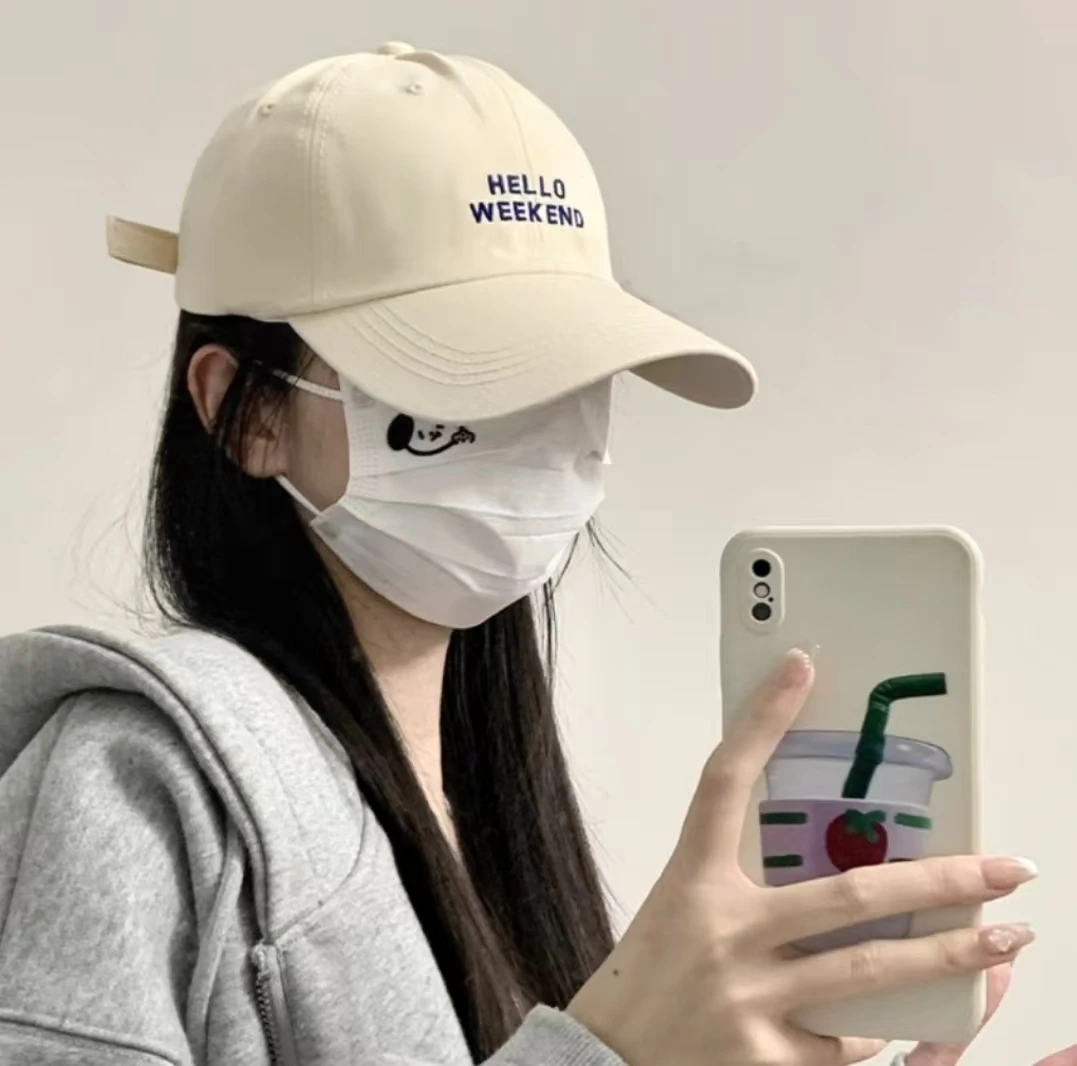 鸭舌帽女2025新款春夏季百搭显脸小大头围字母刺绣弯檐棒球帽子潮