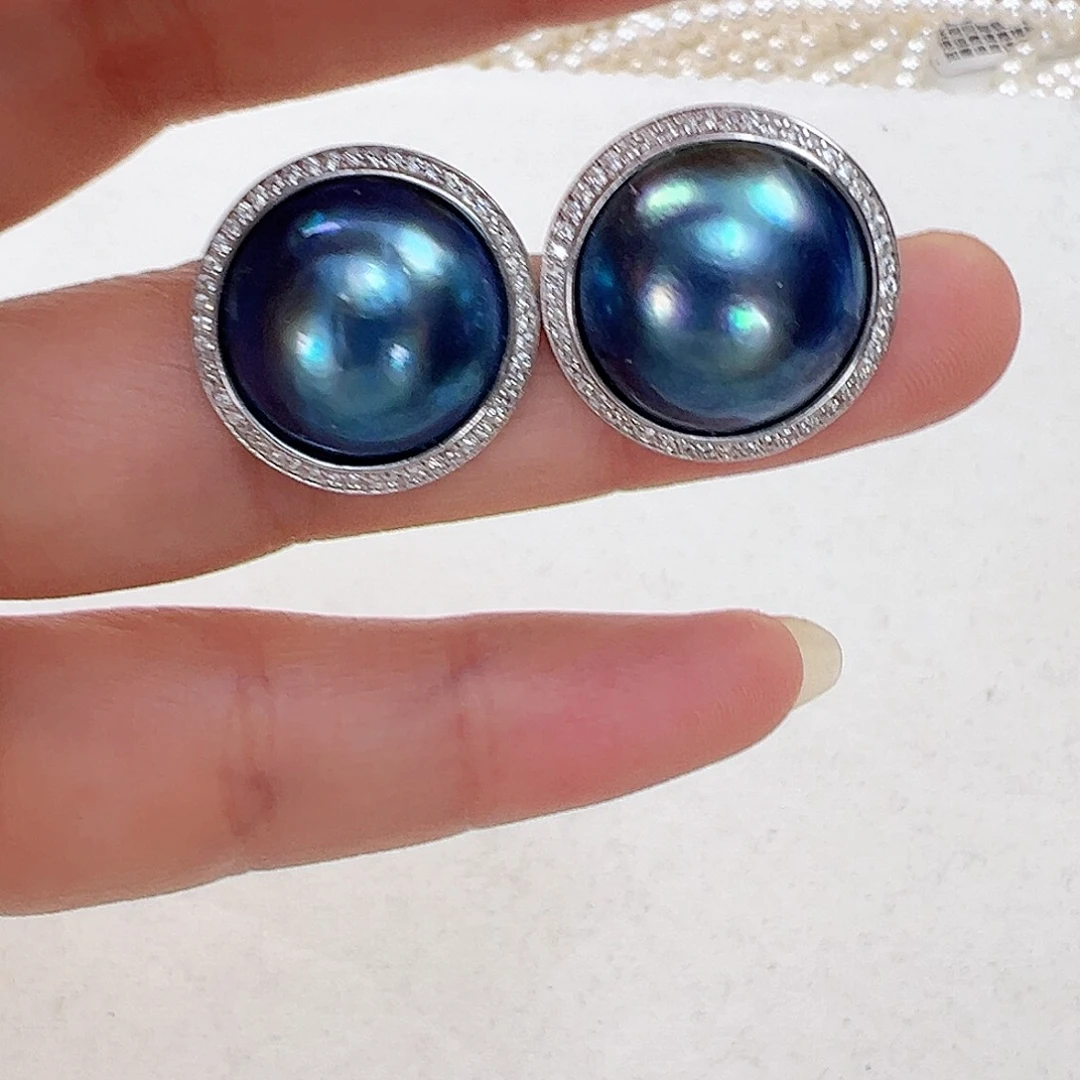 拼合珍珠（马贝珠）耳饰银S925镶嵌