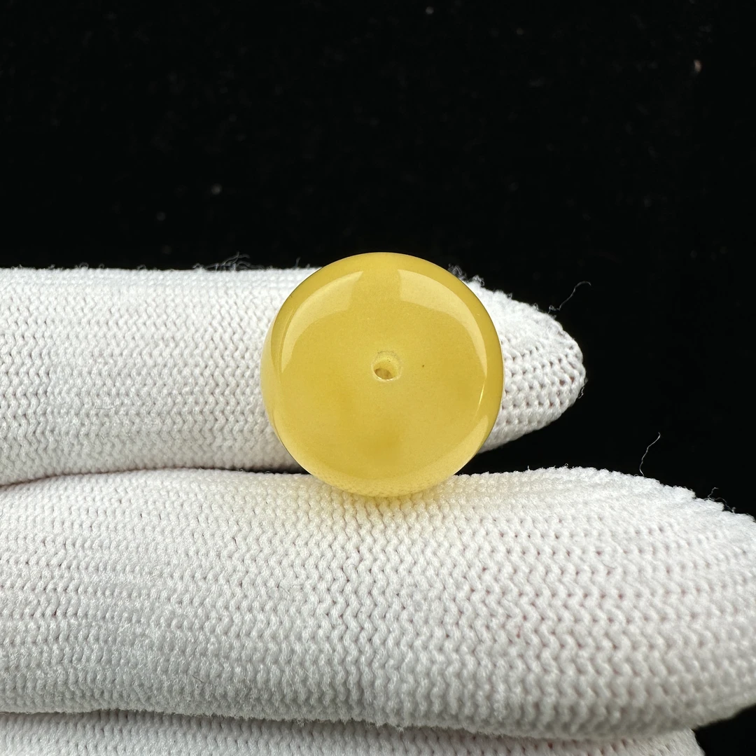 M4630天然原矿蜜蜡 鸡油黄飘花墩子 17*11mm抖音基地质检发货