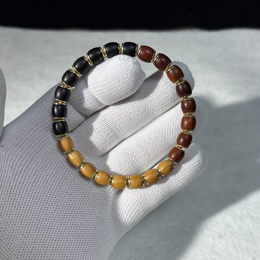 金盾铜镀金吉详三宝紫金黑檀手串尺寸08