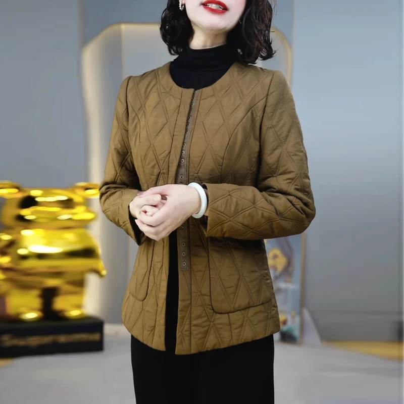 时尚修身显瘦棉服外套女2025秋冬新款高档洋气妈妈加厚短款上衣