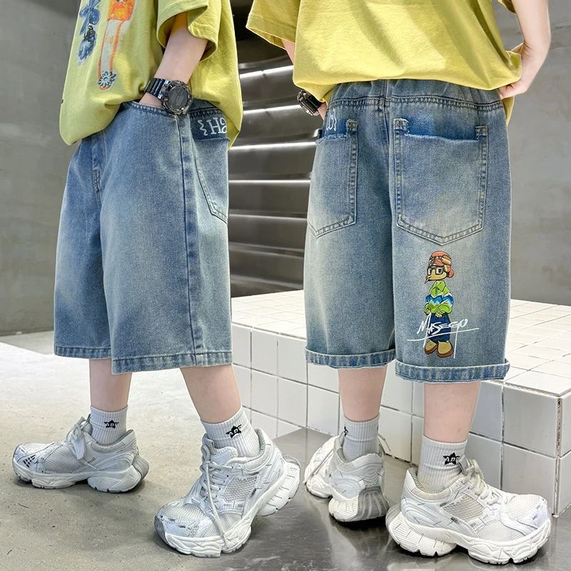 街头酷帅眼镜男孩~男童夏季新款休闲个性韩版牛仔短裤9103