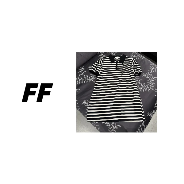 【B57192】设计感慵懒风休闲撞色条纹百搭中长款T恤裙