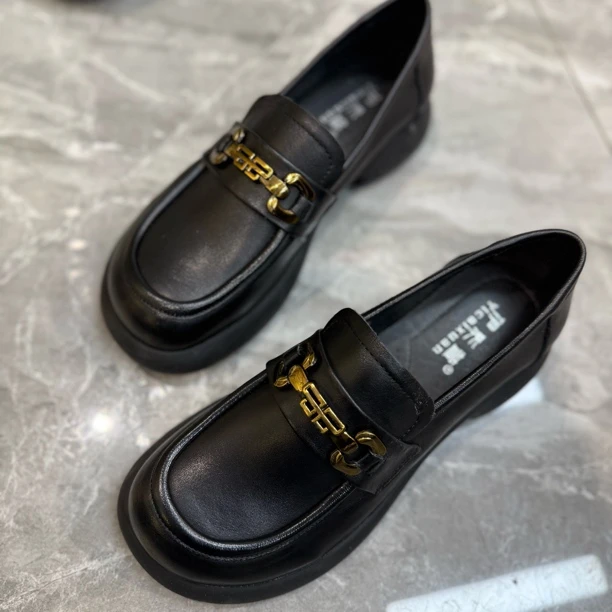 8808【赠鞋油】夏季女士头层牛皮乐福鞋圆头乐福鞋厚底乐福鞋软底