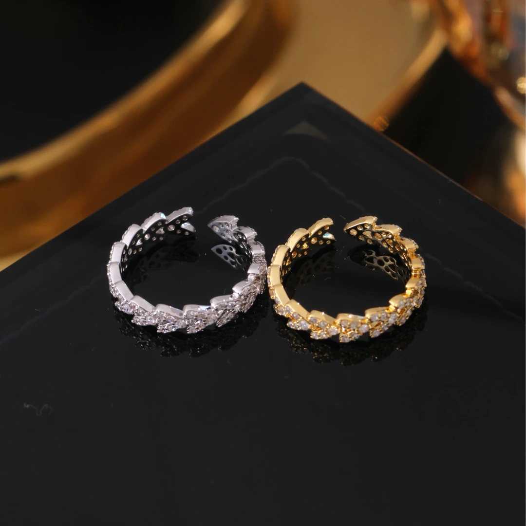 铜合金合成锆石戒指 《货号8717》细麦穗穗穗如意戒指