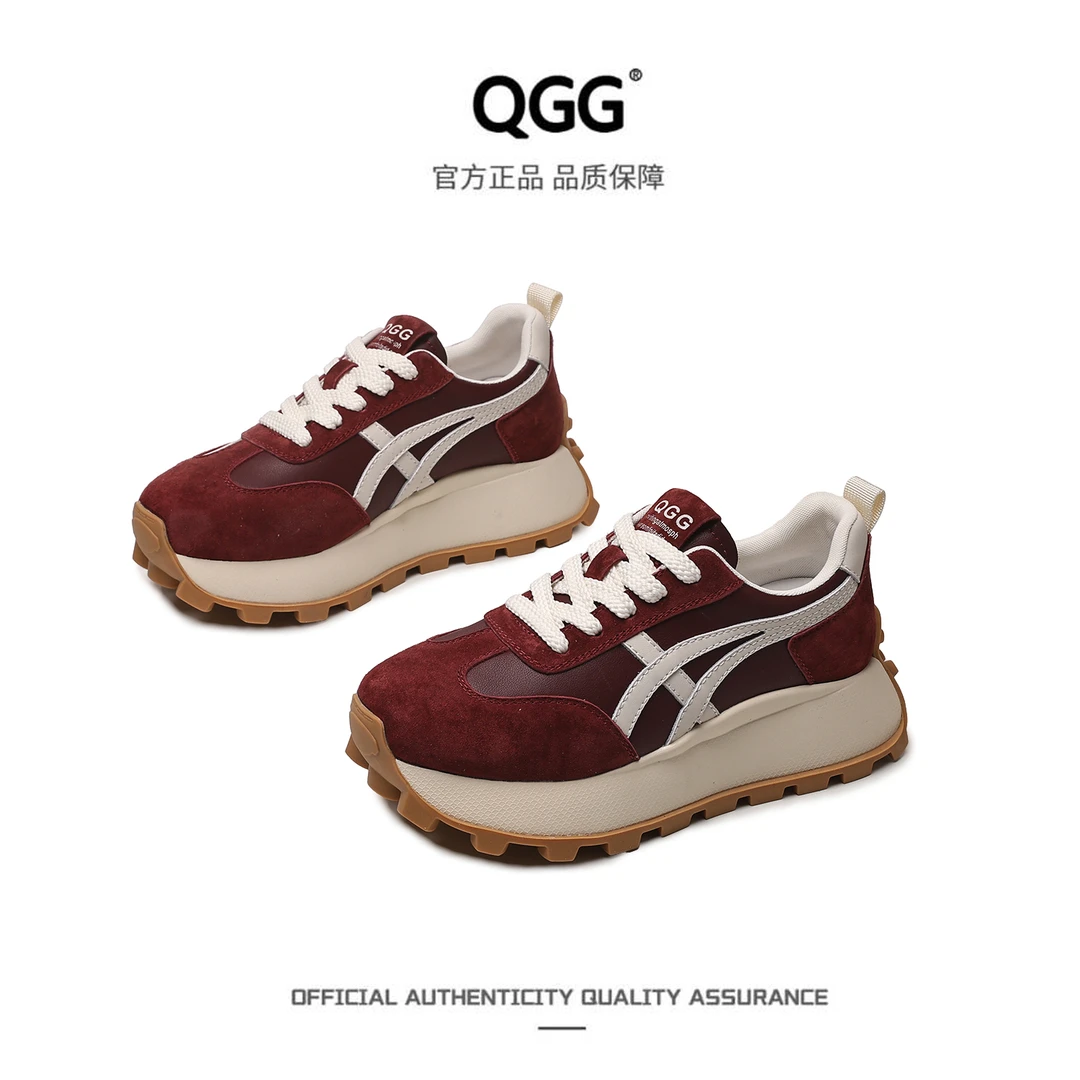 【QGG】增高5.5CM秋季单鞋新款阿甘鞋运动休闲厚底德训女鞋Q2031