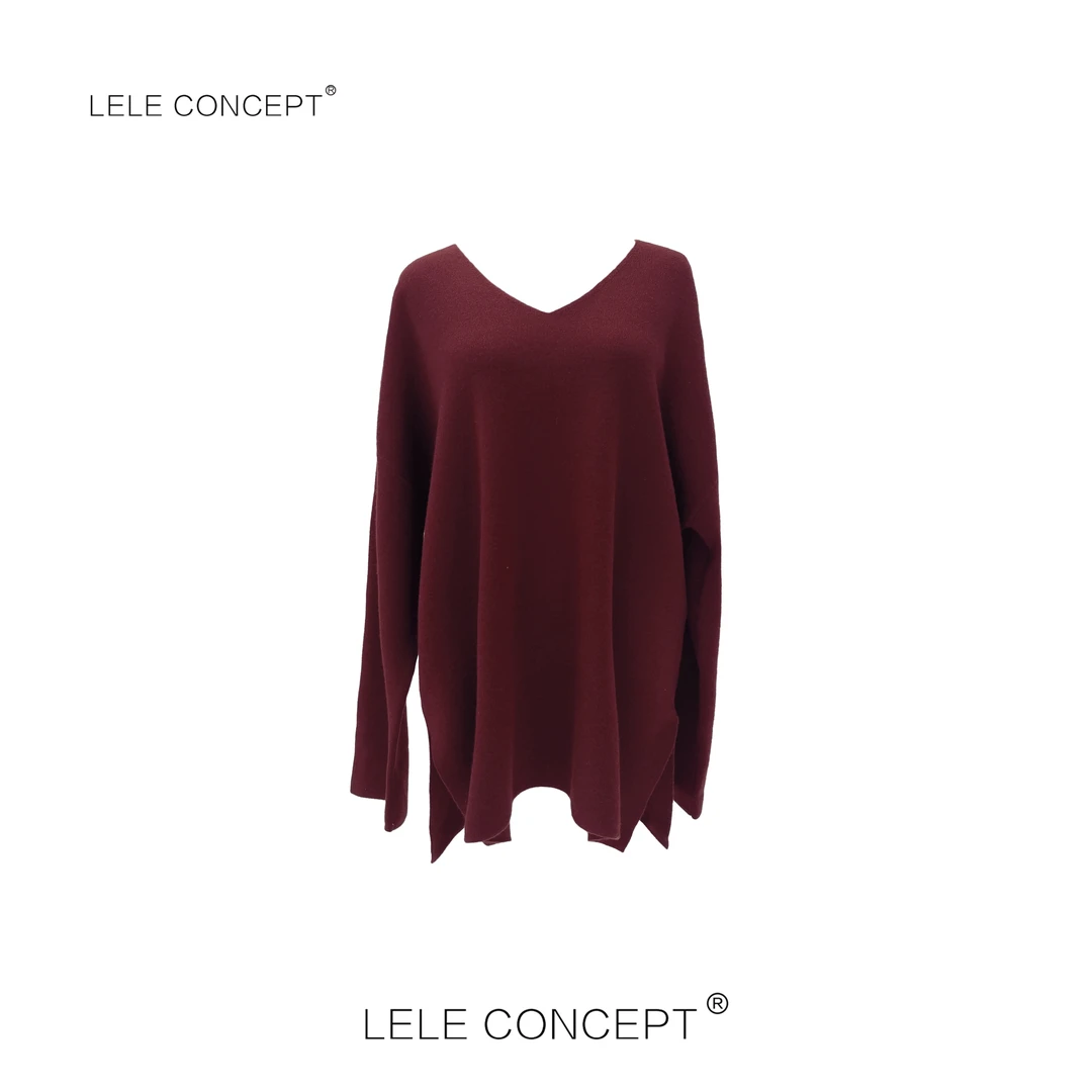 LELE CONCEPT |「夭夭」舒适柔软V领宽袖毛衣S0583