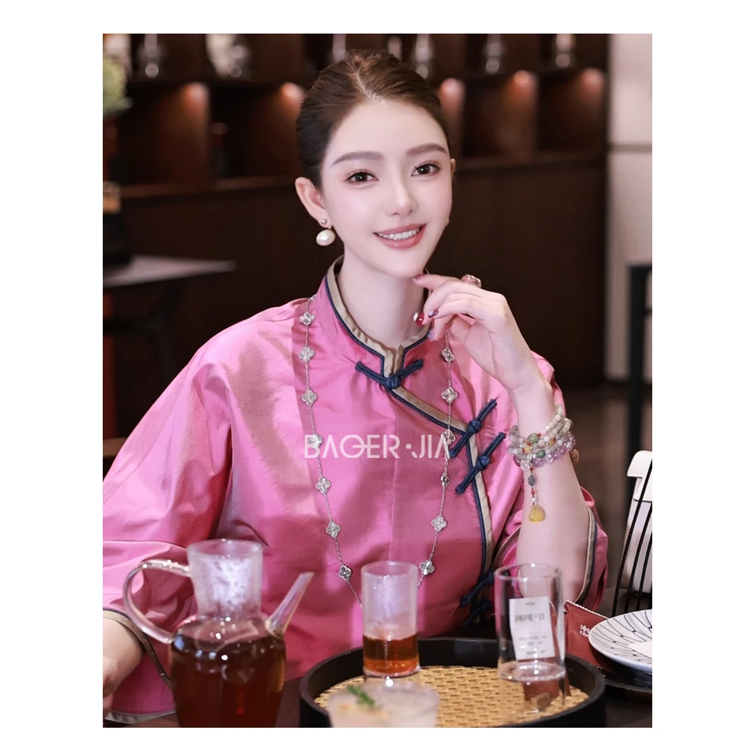 32-【苏杭曲】宝儿家含幂BK208125307XQ早秋新款双宫丝手工盘扣上衣