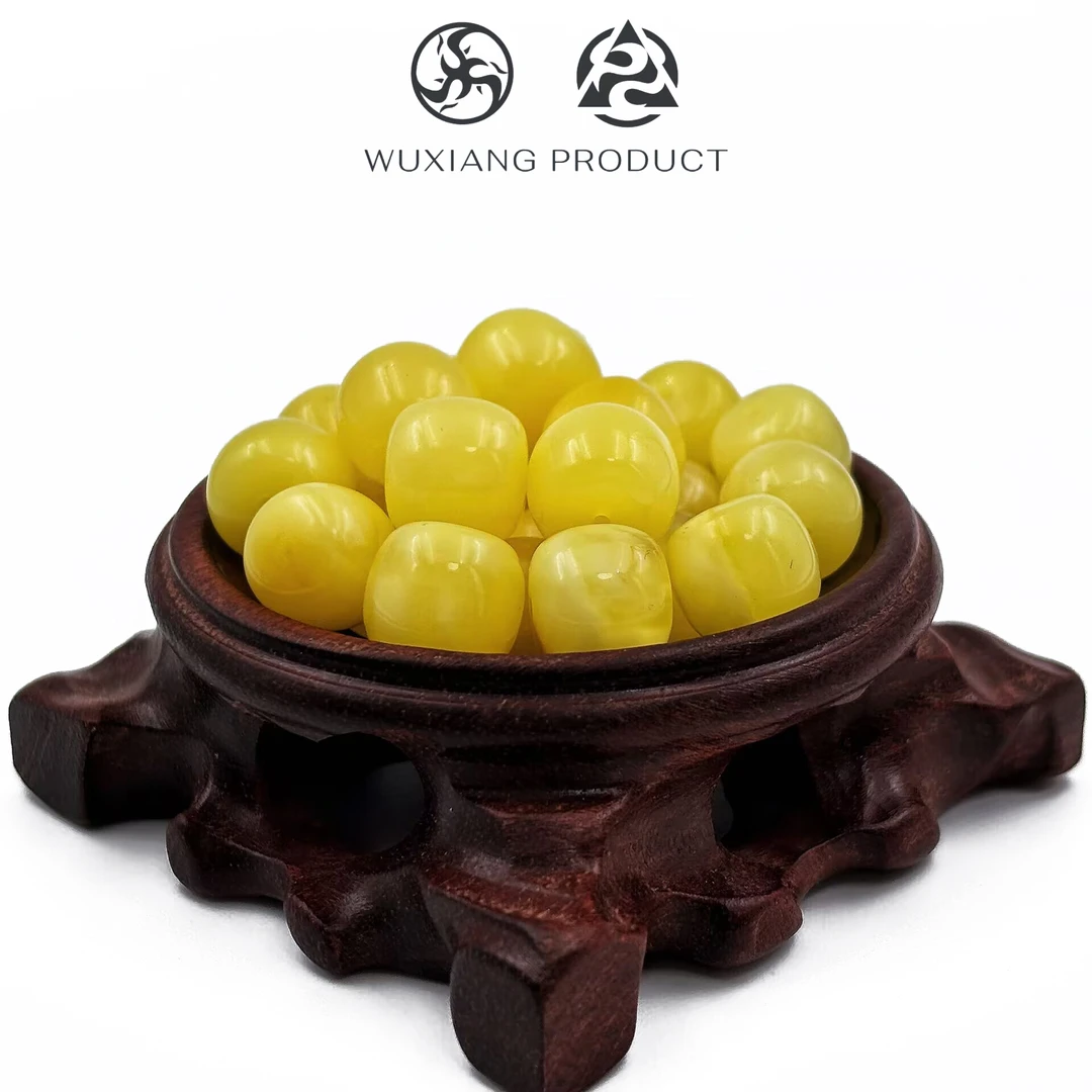 【蜜蜡】原矿白花蜜蜡 保真 蜡质实 散珠文玩配饰