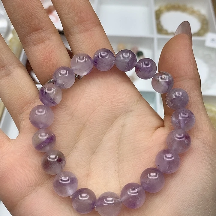 水晶手链未镶嵌极光紫粉