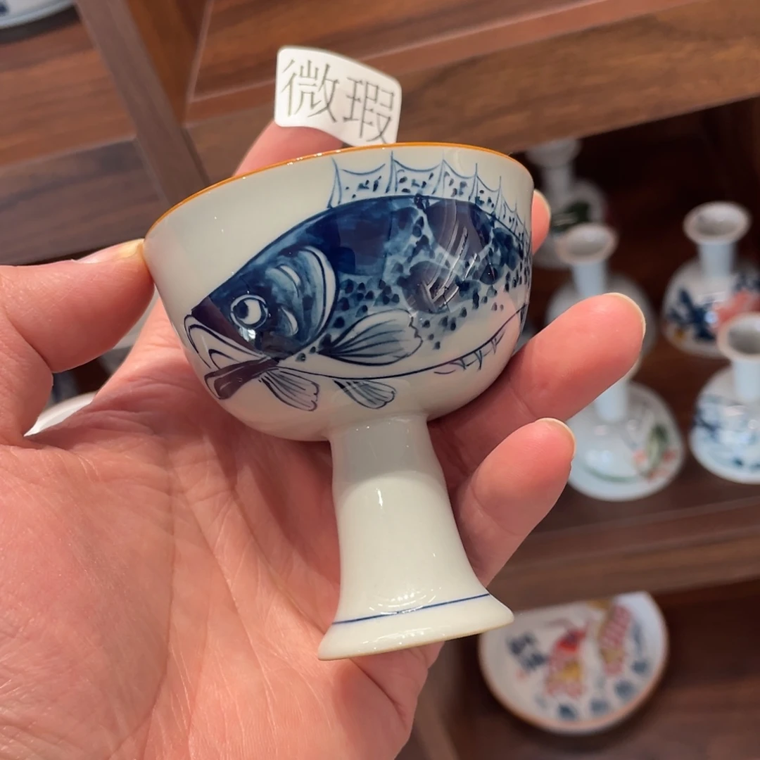 釉下手绘茶具微瑕