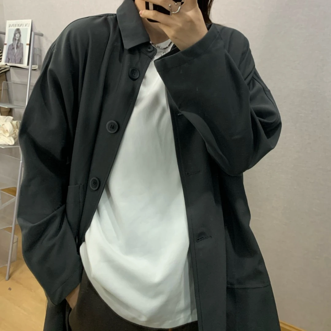 通勤风春秋新款休闲加厚防风中长款风衣外套A271