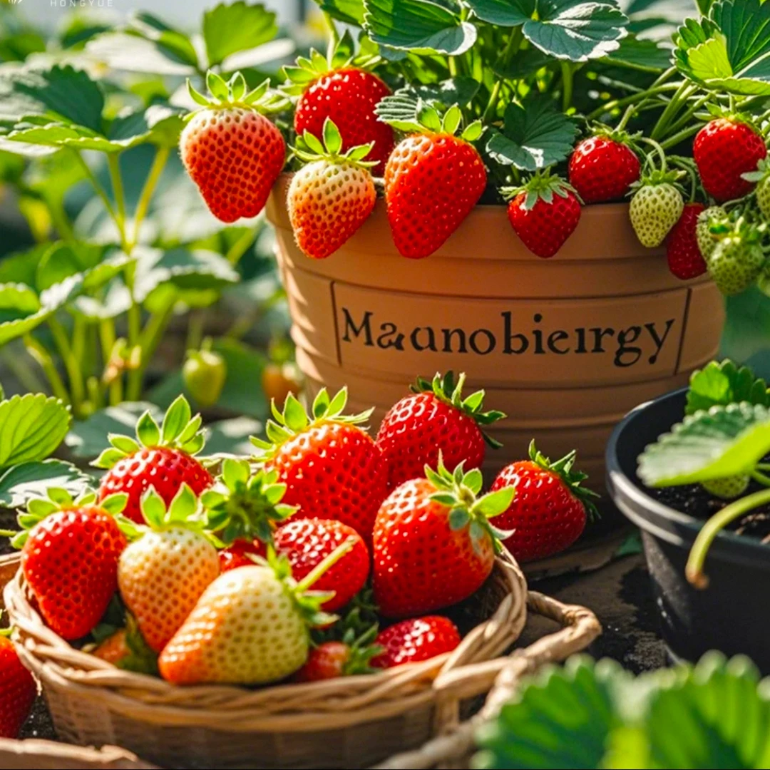 奶油草莓苗盆栽带盆带土种籽子可食用红颜四季结果阳台种植新苗秧