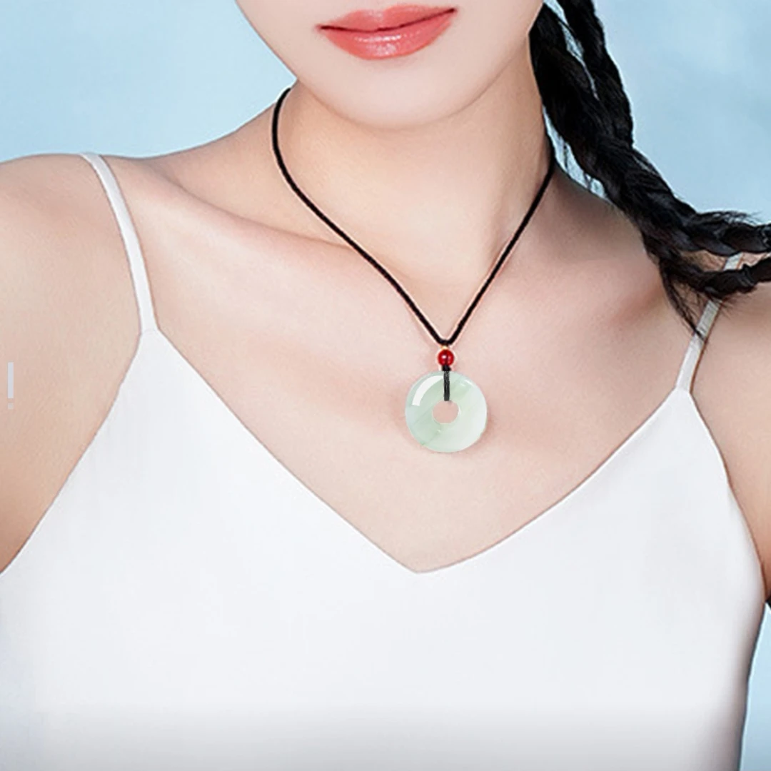 平安扣甜甜圈吊坠天山翠飘花平安扣32*9mm甜甜圈挂坠