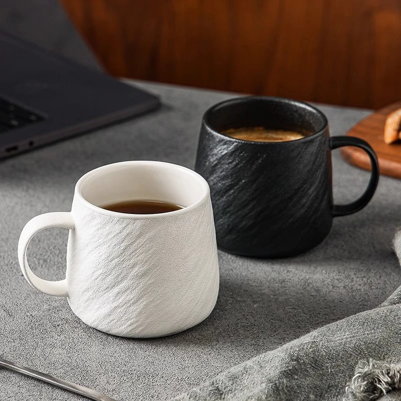 简约岩石纹家用情侣杯陶瓷马克杯大容量喝水杯子小众男生水杯茶杯