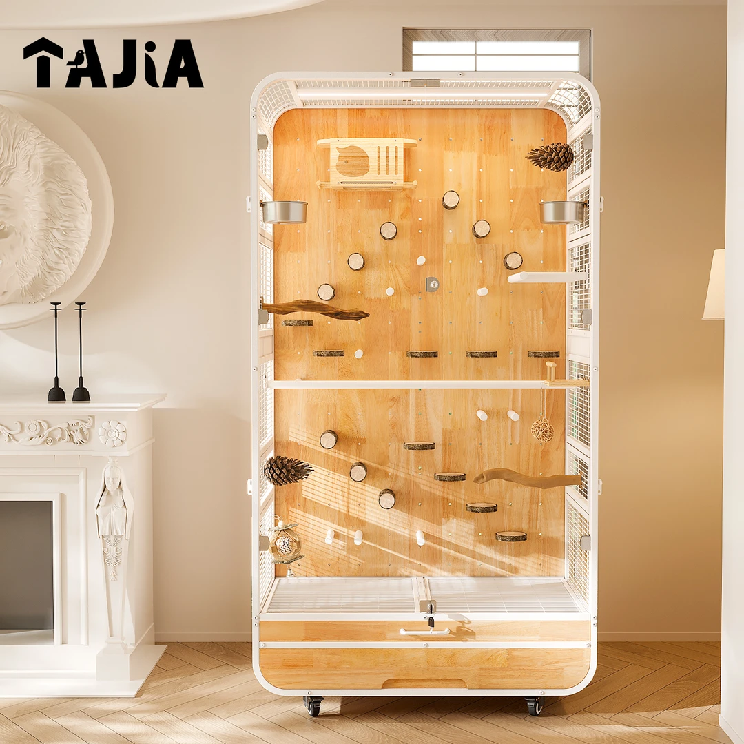 大号鸟笼鹦鹉别墅全景豪华实木生态柜灰机金刚玄凤和尚DIY站架杆