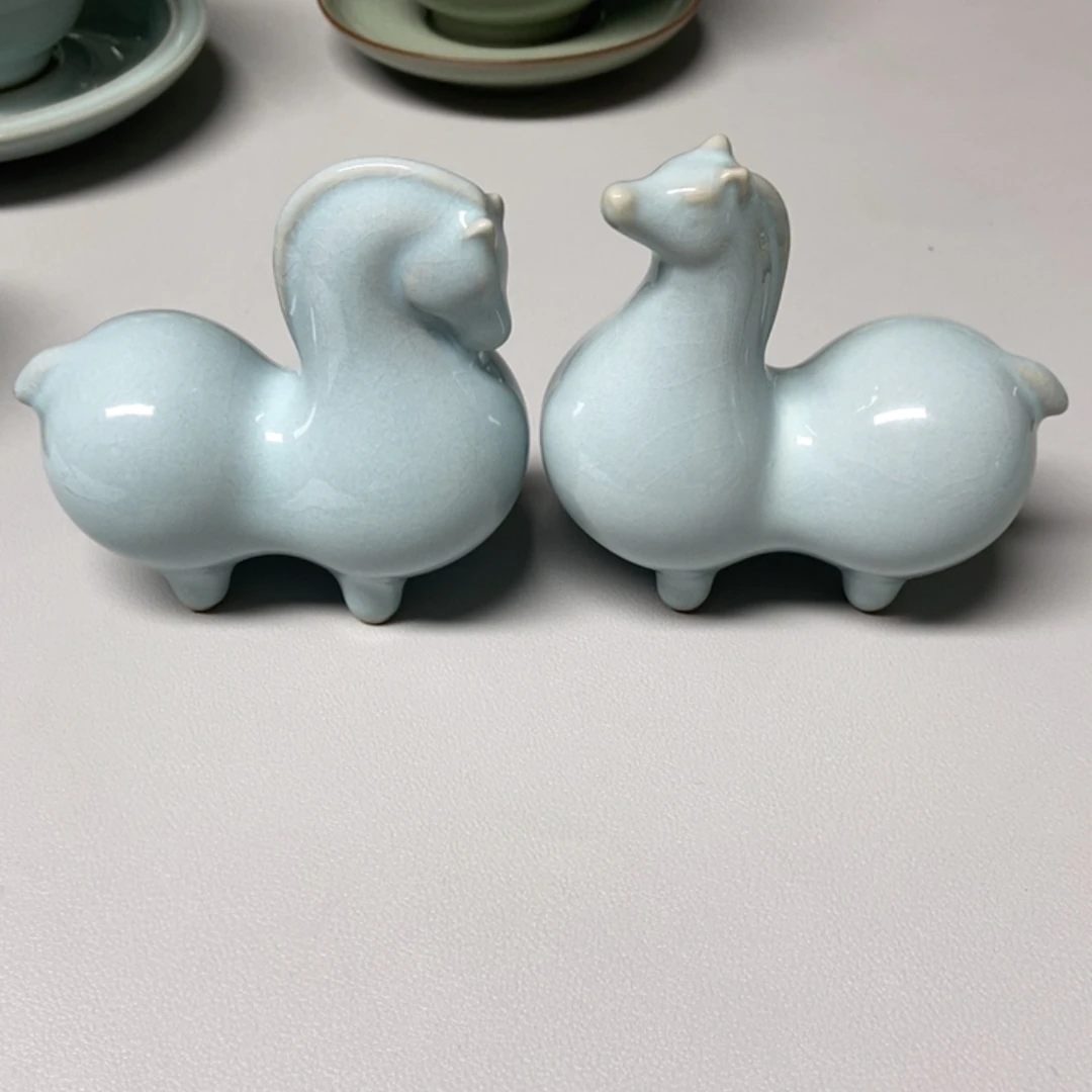 一对唐马茶宠无礼盒