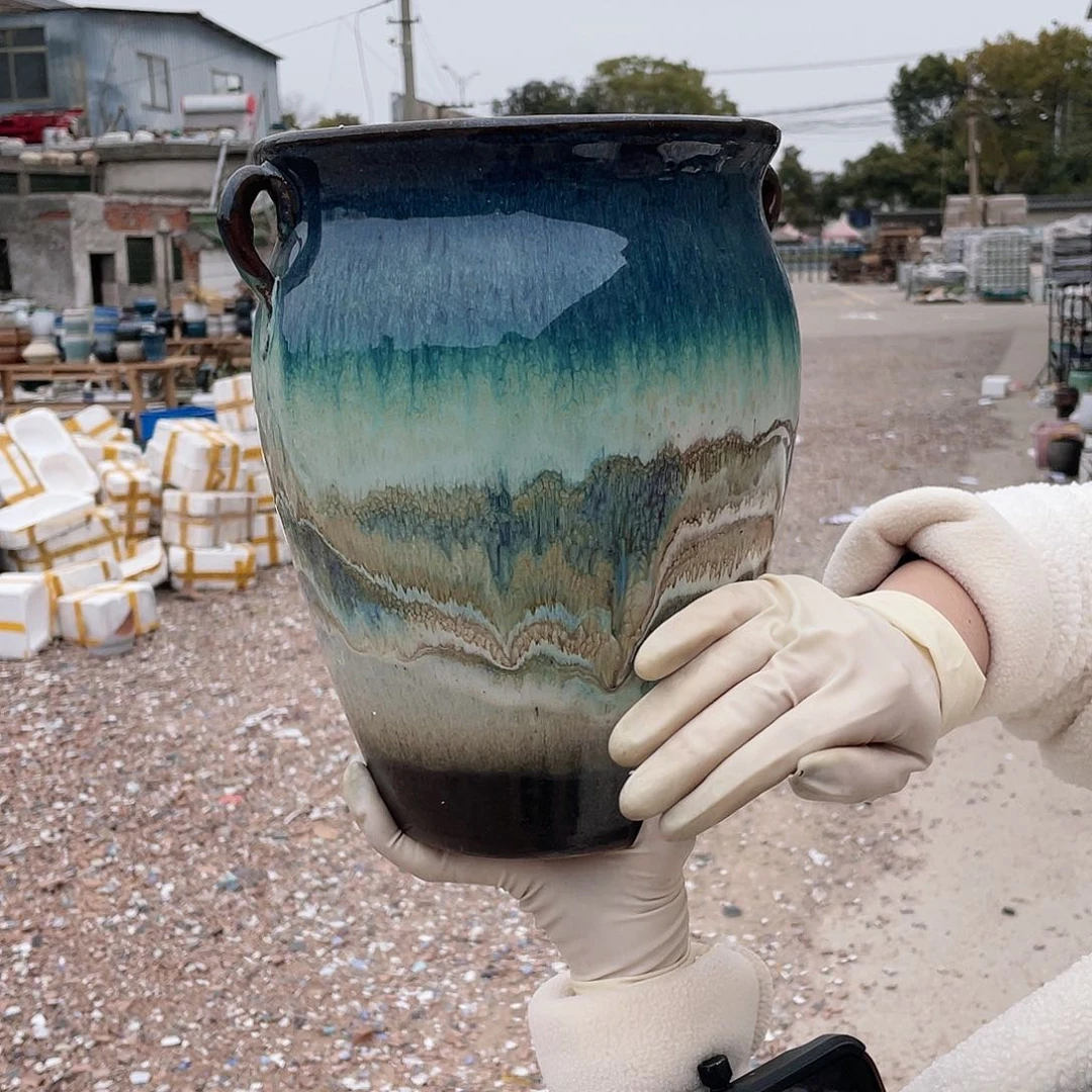 红陶王嫂花盆0125-袁大绿口