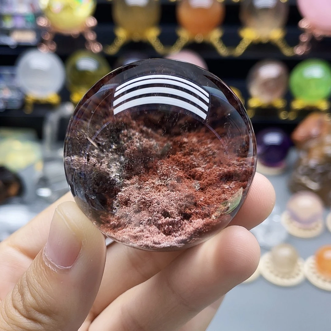 未镶嵌珠宝半成品水晶天然高货红幽灵45mm