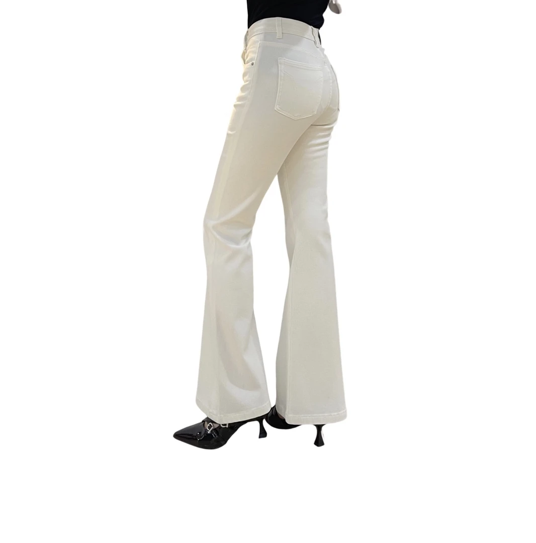 VERAGAO-早春 土耳其面料白色牛仔微喇裤/一线品牌代工厂出品