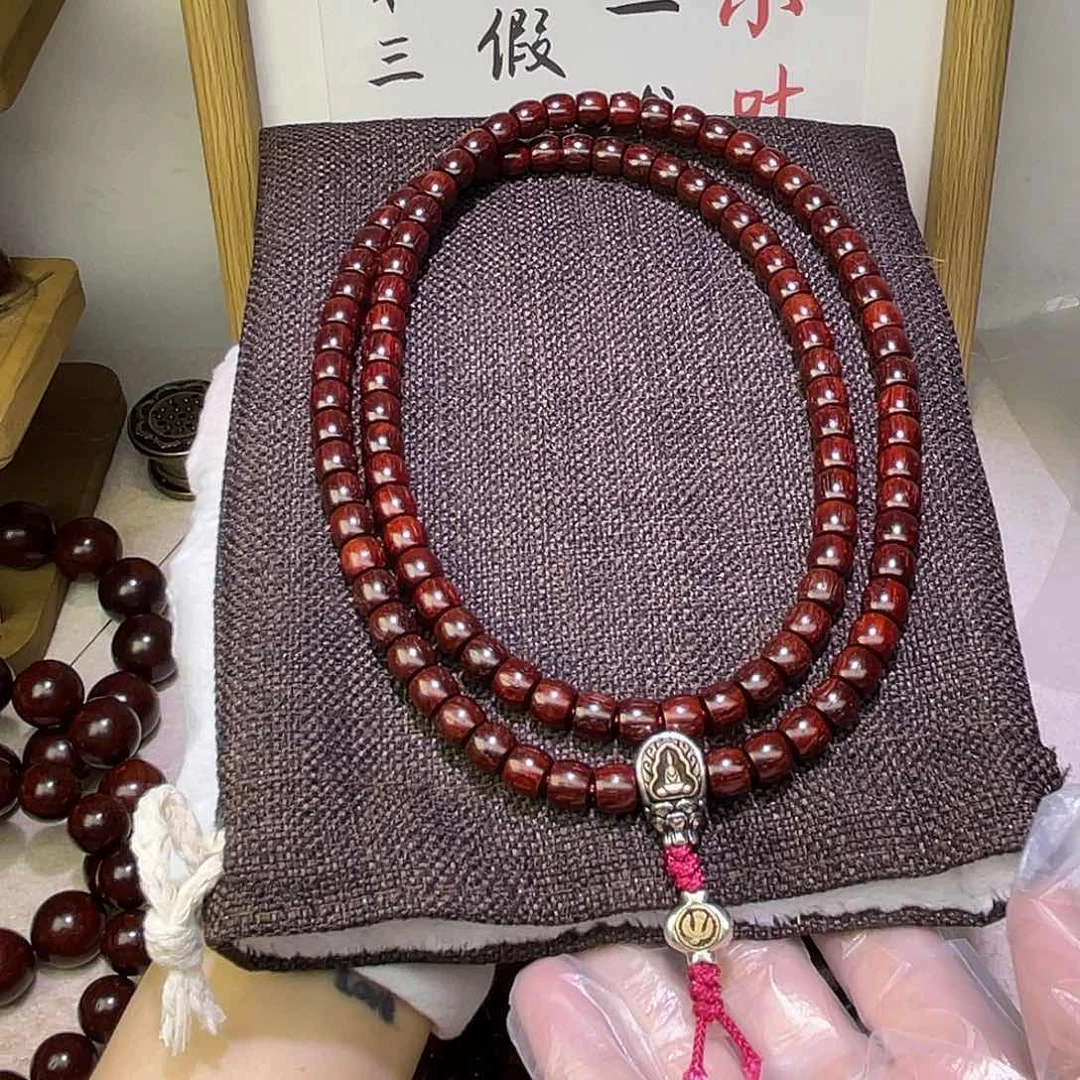 檀香紫檀（小叶紫檀）原生态7.8超精工直切108颗