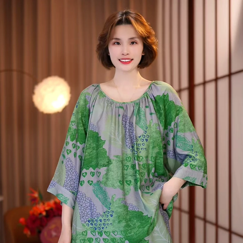 芙蓉世家【绿野仙踪~套装】新品爆款全棉春夏长袖家居服套装~F