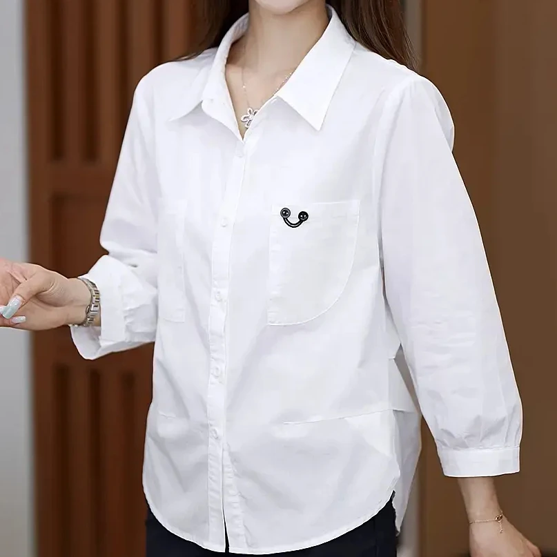 2025春秋新款高级衬衣时尚洋气宽松显瘦百搭九分袖设计感女士衬衫