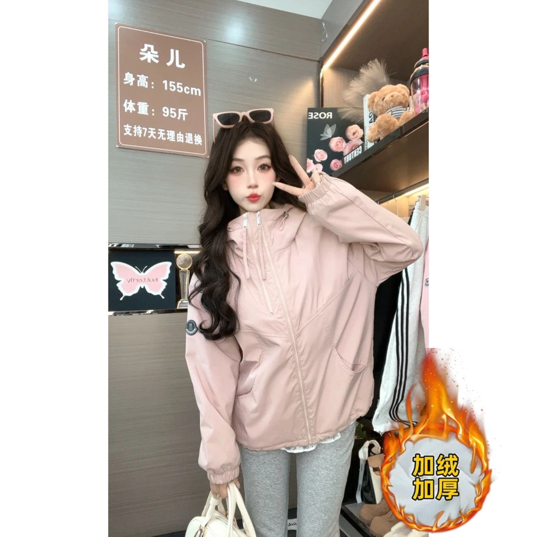 1-小鱼原创-【少女无畏】冬季新款加绒加厚百搭冲锋衣外套QK955