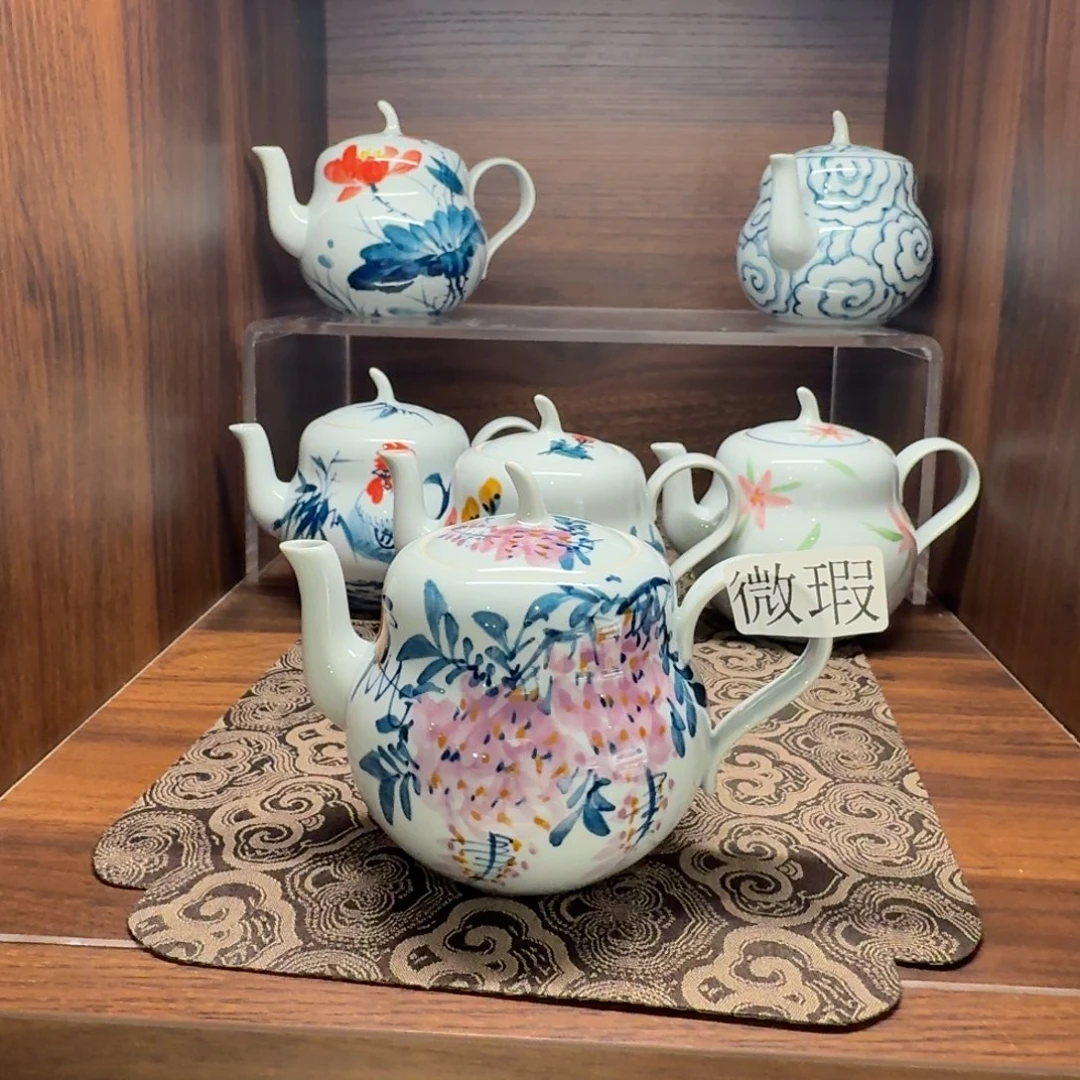 釉下手绘茶具微瑕