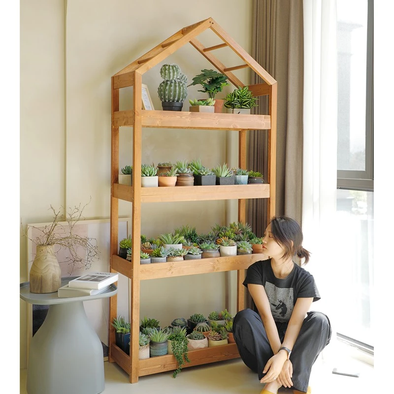 阳台绿植置物架花架室内落地不占空间置物架多肉花架实木花盆架子