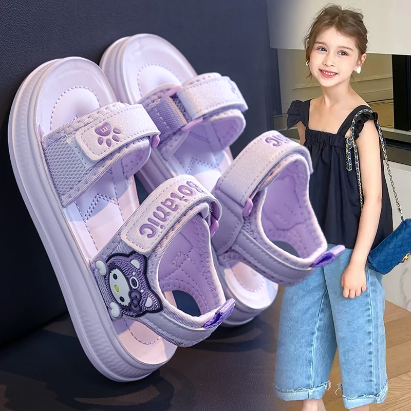 ABC女童凉鞋2025新款夏季儿童公主鞋露趾软底女孩沙滩鞋大童时尚