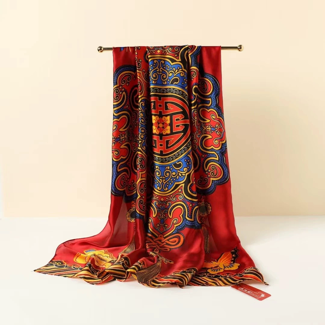 【吉祥如意】 丽景缎气质丝巾百搭长巾90x180左右（1-673）