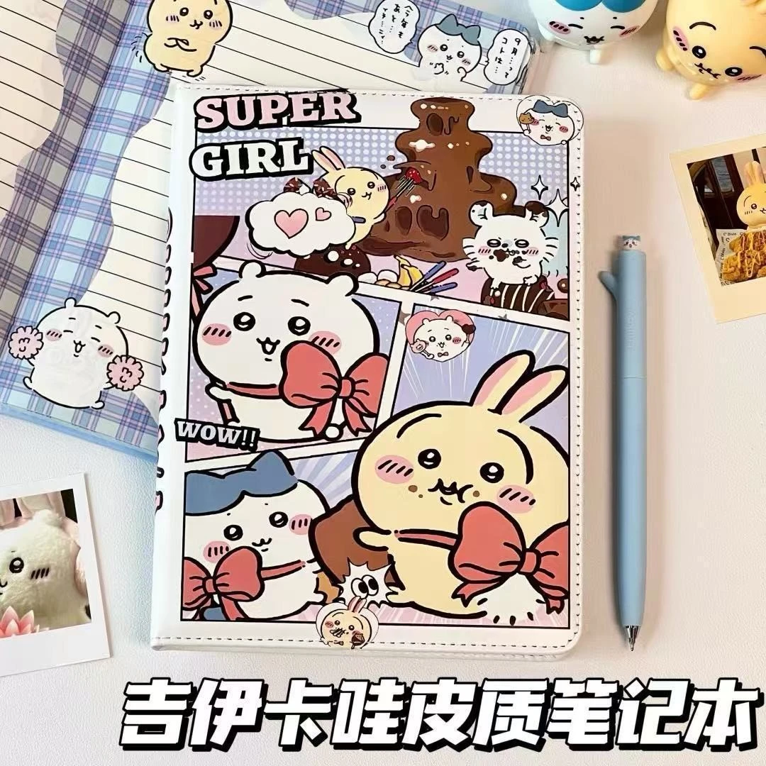 吉伊卡哇ChiikawaA5皮质笔记本全彩页加厚手账本可爱学生用记事本